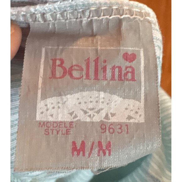 Bellina Pajama Set Womens Med Striped Embroidered Collar Mint Green Flannel Feel - Picture 5 of 13